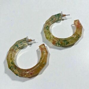 Betsey Johnson Floral Lucite Hoop Earrings